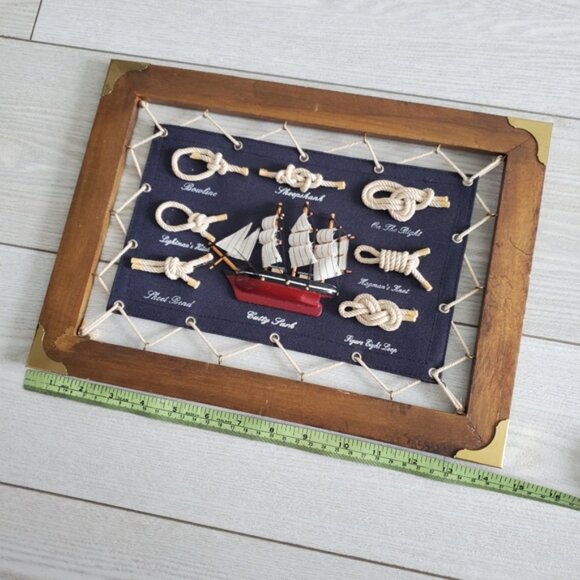 M10 Vintage Heritage Mint Nautical Sailors Knots Rope Mayflower Ship Wall Frame - Picture 4 of 6
